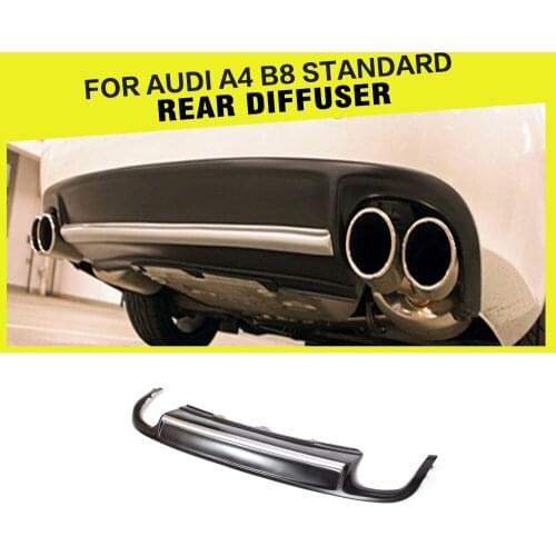 PU Car Rear Bumper Lip With Silver Painted Trim Bumper Guard for Audi A4 B8 2009 - 2012