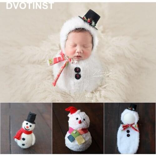 Dvotinst Newborn Baby Photography Props Soft Christmas Snowman Hat Sleeping Bag Fotografia Accessories Studio Shoots Photo Props