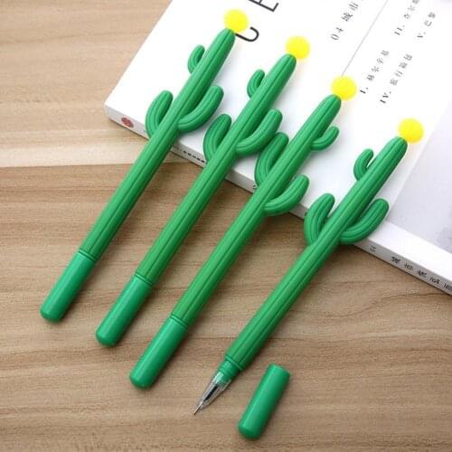 1 Pcs Creative Cactus-shaped Gel Pen 0.5 Mm Ink Pen Student Refill Stationery Fashion Pen Style Writing Pen Resistant Signa Q9L7