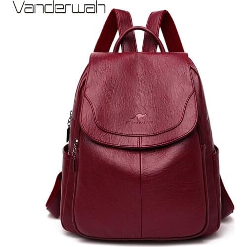 Womens Soft Leather Designer Backpacks Female Casual School Bags for Teenage Girls Ladies Travel Bagpack High Quality Back Pack