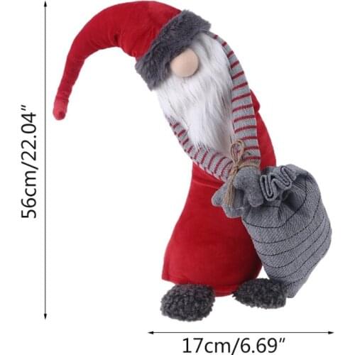 Santa Claus with Bag Gnome Doll Ornaments Plush Crafts Cute Cartoon Dwarf Elf Christmas Home Decor Indoor Outdoor Festive E7CB