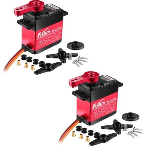 2Pcs Coreless Motor Aluminum Alloy Gear Digital Servo Gear Ratio 1/275 with 25kg High Torque for Robot RC Car (Angle 180)