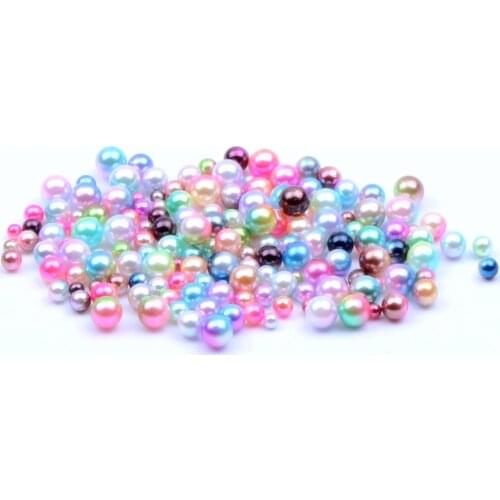 Mixed Sizes 3/4/5/6mm 500pcs No Hole Round Pearls Imitation Pearls RainBow Color Dresses DIY Jewelry Nail Art Decorations