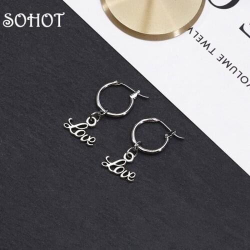 SOHOT Romantic Retro Love Shape Pendant Women Hoop Earrings Chic Trendy For Female Lover Party Jewelry BijouxGift