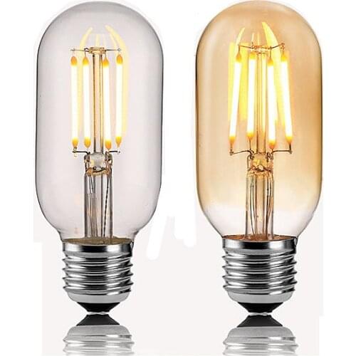 2PCS E27 Bombilla T45 Retro Edison LED Bulb 4W 6W 2W LED Lamp Filament Light 110V 220V Warm white Vintage Glass Lamp For indoor