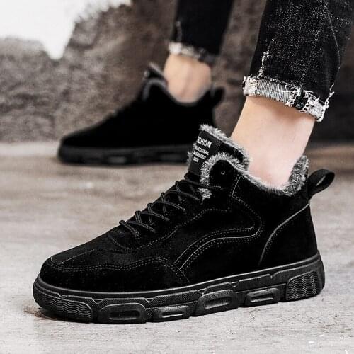 ZEEKSON Outdoor Anti-ski Boots Mens Plus Velvet Mens Shoes High-top Casual Korean Shoes 2020 Winter New Thick Warm Cotton Shoe