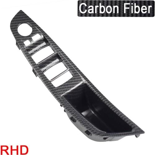 Car Inner Handle Armrest Interior Door Panel Pull Trim Cover Carbon Fiber left Right For BMW 5 series F10 F11 2010-2016