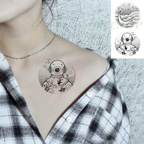 Waterproof Temporary Tattoo Sticker Moon Planet Astronaut Small Flash Tatoo Fake Tatto Hand Arm Neck Body Body Art for Woman Men