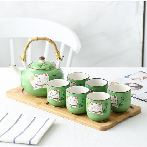 Japanese Kung Fu Tea Set Set Wedding home tea making tea cup teapot living room simple ceramic lifting beam pot