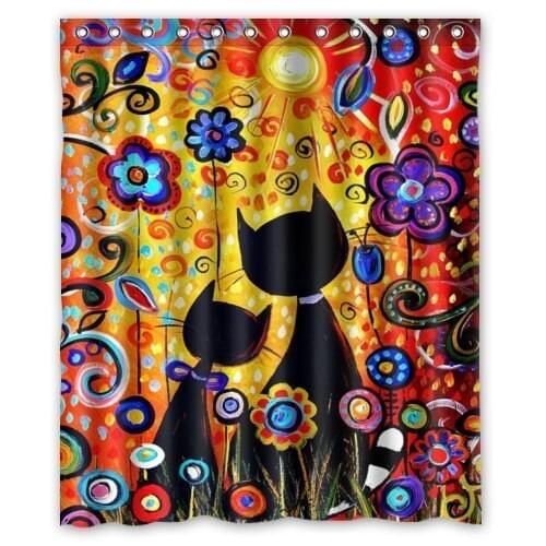 Animals Kitten Cat 100% Polyester Shower Curtain