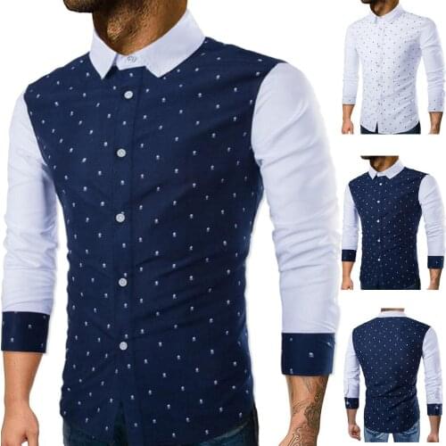 JJ-Y115 Spring & Autumn Clothing England Slim-fit Mens Long-sleeved Printed Shirt