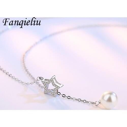 Fanqieliu Fashion New Design Star Pearl Pendants Real 925 Sterling Silver Pendant Necklace For Women Adjustable Chokers FQL21064