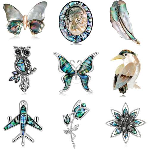 Cute Abalone Shell Enamel Brooches For Women Lapel Badges for Clothes Jewelry Collar Vintage Pins Gifts Accessories for Friends