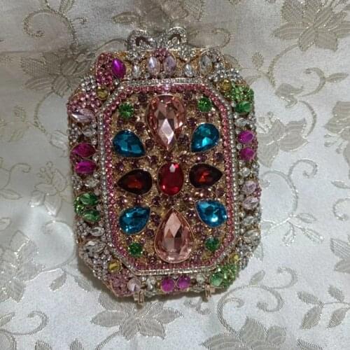 Women Blue/Green/Red Crystal Clutch Bags Evening Bags Ladies Gala Dinner Minaudiere Purses Wedding Bridal Clutches Bags Handbag