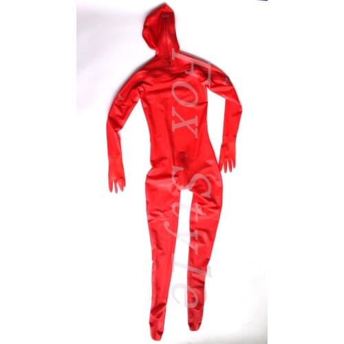 Female 's rubber catsuit with zip in shoulder and back sexy nature rubber latex wearing costume suit latex dress