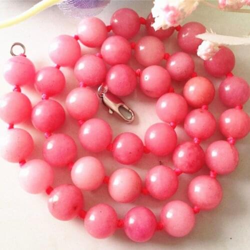 Free shipping high grade pink chalcedony jades 10mm round beads necklace stone top qualiyty women jelwery 18inch MY3307