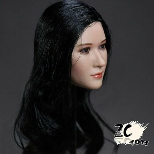 1/6 Female Black Curly Long Hair head model of ZCTOYS Fit 12'' Figure