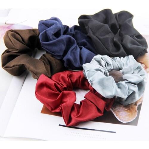 1Pcs New Women Ladies Classic solid color Hair Scrunchies Headwear Ponytail Holder Hair Ties Ropes Elastic Hair Bands Headwear