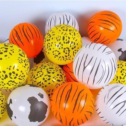10/20PCS Tiger Cow Leopard Zebra Pattern Latex Balloons Birthday Party Baby Shower Decor Boy Animal Zoo Theme Supplies Kids Gift