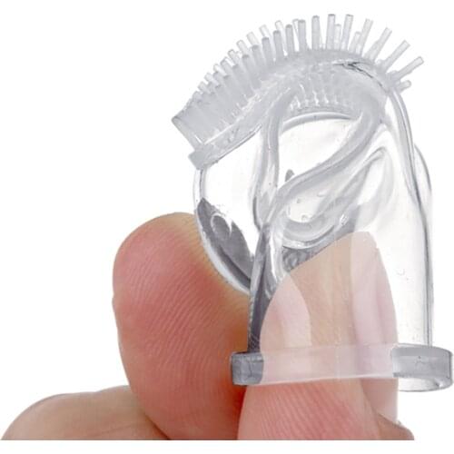 10Pcs Baby Teeth Brush Thumb Cover Infant Finger Tooth Brush Soft Cleaner Brush Silicone Coated Tongue Gums Massager Clean Tools