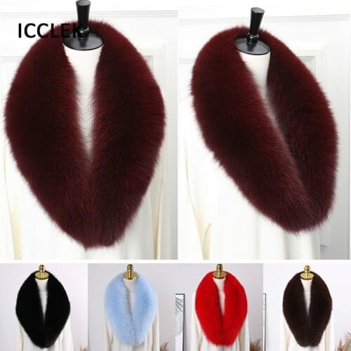 Real Fox Fur Collar For Womens Coat Autumn Winter Large Size Fur Scarves Shawl Warmer Shrugs Ladies Neck Warmer Scarf Wrap