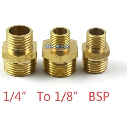 20 Pieces Brass Male 1/4" To 1/8" BSP Pipe Hex Reducing Nipple Fitting Fuel Air Gas Water Hose Connector Coupler