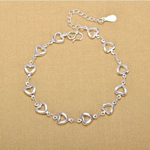 2017 fashion heart-shaped anklet silver plated 30
