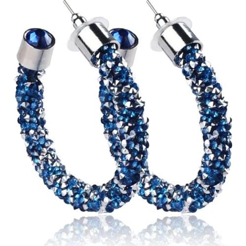 2021 Fashion Charm Jewelry Bride Wedding Earrings for Women Vintage Geometric Round Crystal Rhinestone Earring