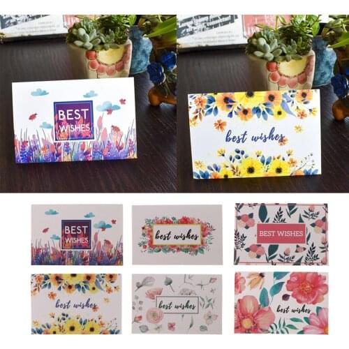 24 PC Floral Best Wishes Paper Blessing Cards with Envelopes Scrapbooking DIY Decor Wedding Birthday Party Supplier Universal