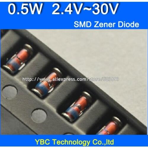2500pcs/lot ZMM SMD 0.5W 1/2W 2.4V-30V ZMM2V4 ZMM30 1206 Zener Diode Total 13 value