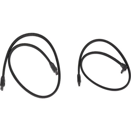 2X 50CM SATA 3.0 III SATA3 7Pin Data Cable 6Gb/S SSD HDD Hard Disk Data Cord With Nylon Sleeved Premium Version(Black)