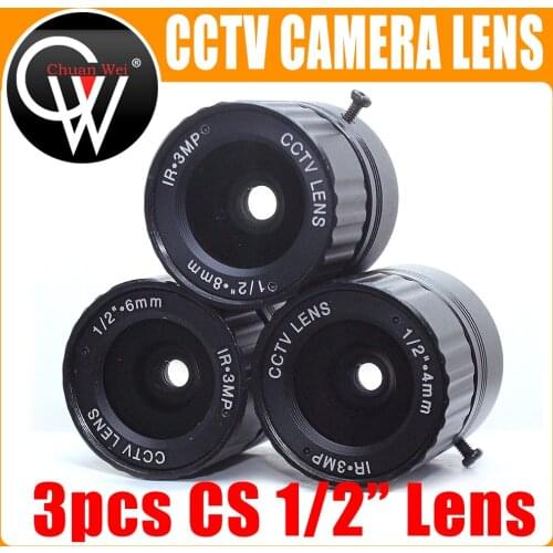 3pcs/lot HD 3MP CCTV Lens 4mm 6mm 8mm CS Lens 3MP for HD Security Cameras ip camera box F2.0 Image Format 1/2"