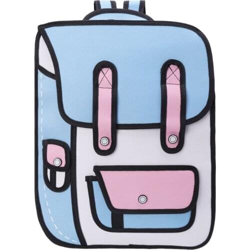 3D Jump Style 2D Drawing From Cartoon Paper Backpack Shoulder Bag Comic Bookbag