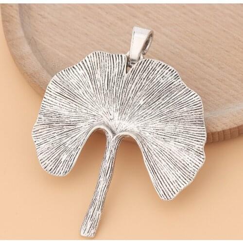 5pcs/Lot Tibetan Silver Large Ginkgo Biloba Leaf Charms Pendants for Necklace Jewelry Making Accessories