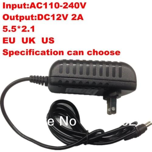 Camera Power Adapter Supply AC100-240V to DC 12V 2A Connector 5.5MM * 2.1MM EU US UK can choose
