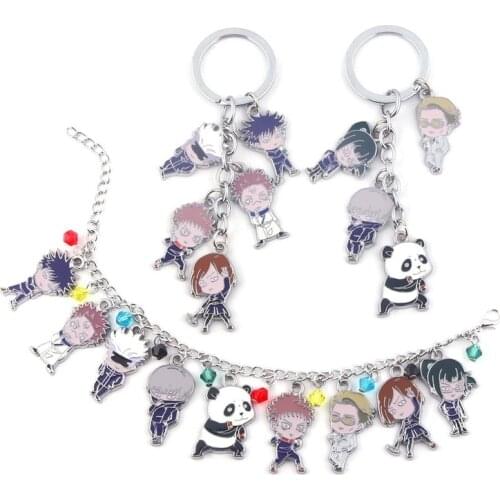 Anime Jujutsu Kaisen Charm Bracelet Gojo Satoru Yuji Itadori Fushiguro Megumi Kugisaki Figure Metal Trendy Bangles Souvenir Gift