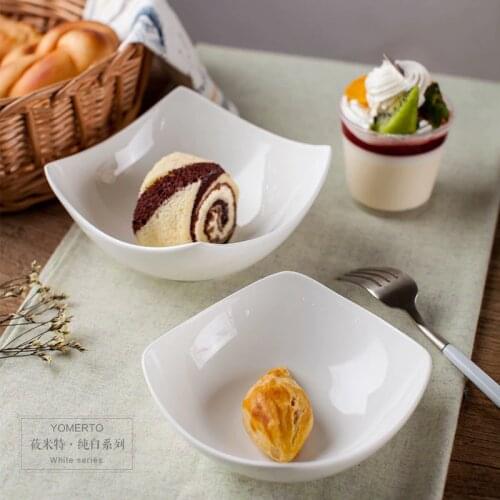 White porcelain bowl creative household Fresh Fruit Salad irregular ceramic bowl Korean soup dessert bowl