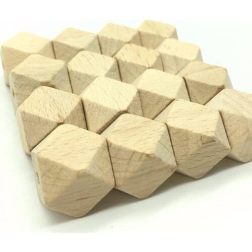 Teeny Teeth 60PCS 20 MM Beech Wood Hexagon Beads,Hex Geo Hexagon,Natural Eco Beech Wood beads Organic Wooden Hex Loose Beads
