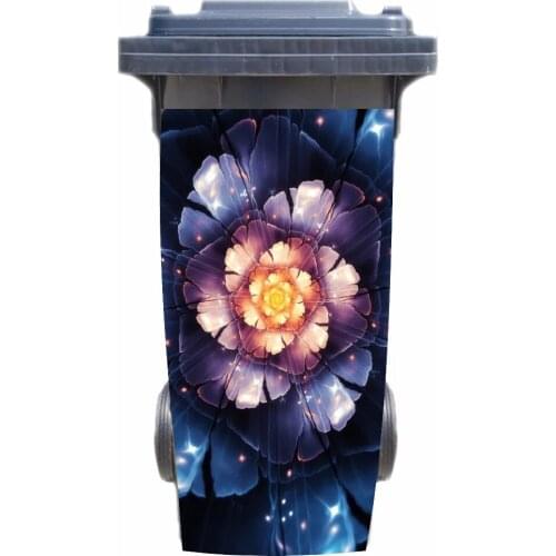 DIY 3D brightly flowers removable Waterproof Sticker Decals Rubbish bin trash can Cover sticker poster 120liter 240liter
