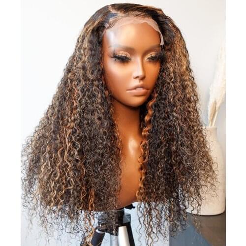 Deep Wave Highlight Ombre 13x6 13x4 Lace Front Wig Curly Human Hair Glueless Frontal Wigs Water Wigs Virgin Brazilian Closure