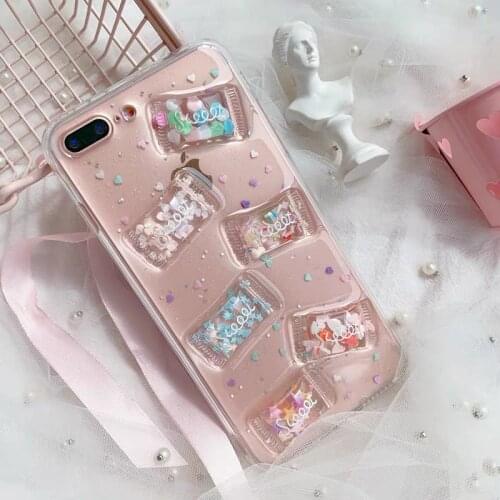 INS Cute 3D Pink Sweet Candy Phone Cases For iphone 11 XR X XS Max 11 Pro Max 7 8 Plus SE 2020 Glitter Transparent Girly Cover