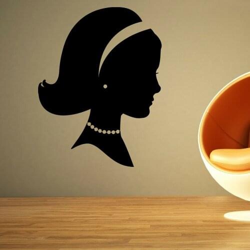 Girl Classic Head Wall Sticker For Hair Beauty Salon Art Vinyl Wall Decal Decor Living Room Bedroom Decoration Accessories W544