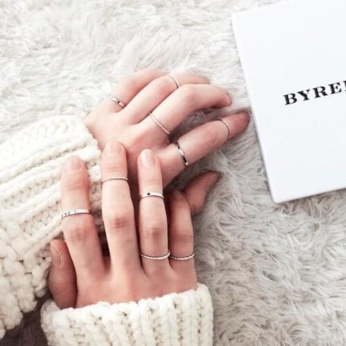 10PCS Gold Silver Color Chunky Rings Vintage Simple Design Finger Rings Sets For Women Hip Hop Punk Statement Metal Ring Jewelry