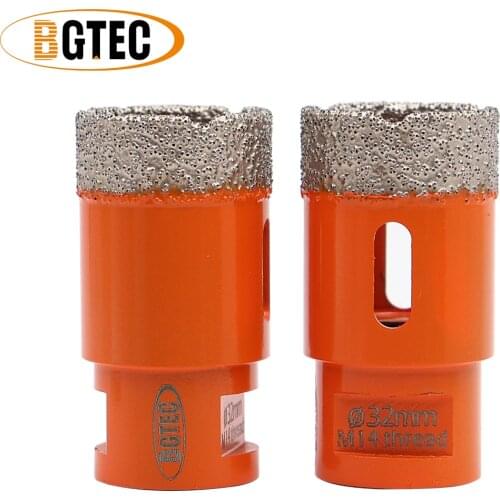 BGTEC 2pcs Dia32mm Vacuum brazed diamond drilling core bits Granite marble ceramic drill bits M14 thread hole saw