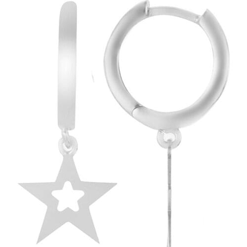 Good Looking Rhodium Plated Star Womens 925 Sterling Silver Jewelry Earrings