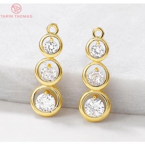 4PCS 8x24MM Hole 1MM 24K Gold Color Brass with Zircon Gourd Charm Pendants for DIY Jewelry Making Findings Accessories