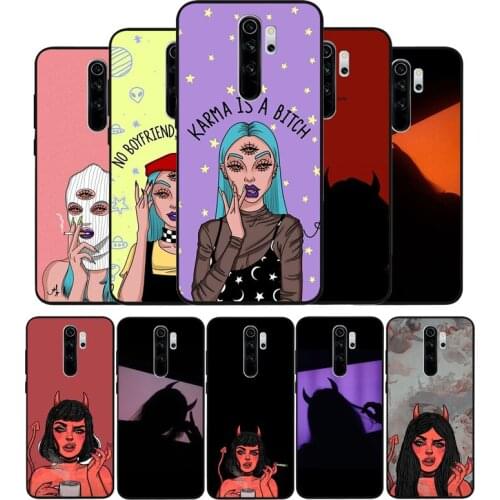 Lovely Devil Woman Sexy Girl Black TPU Silicone Soft Phone Case For Redmi 4A 4X 7A 5 Plus 6 Pro NOTE 9 7 8 5 Pro 4 6