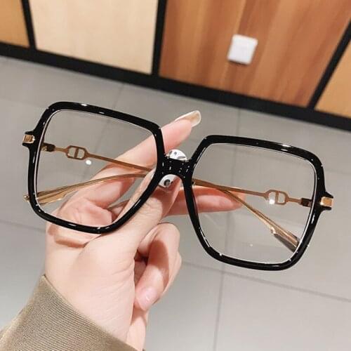Fashion Transparent Square Glasses Frame Women White Eyeglasses Fake Vintage Oversized Brand Designer Spectacle Frame