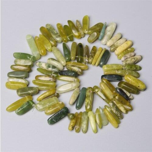 Natural Grass yellow turquoises jaspers stone Stick Bead spacer point charm Beads For diy Jewelry Making earring 15" Accessories