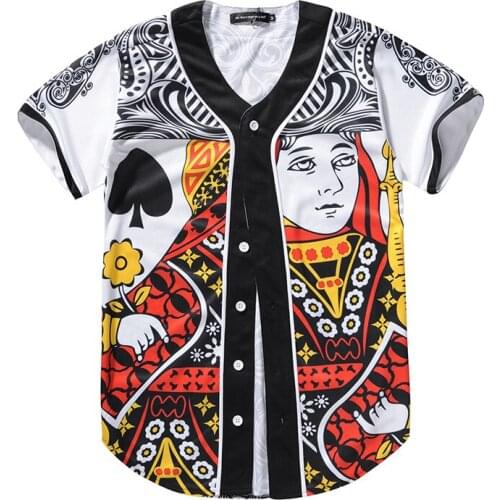 New creative poker 3D print personalized short sleeve cardigan baseball jacket